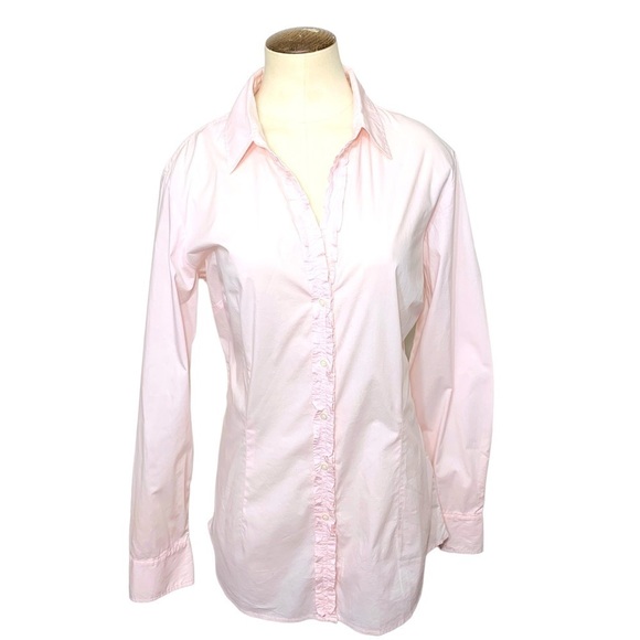 Tommy Hilfiger Tops - TOMMY Hilfiger Stretch Blouse Button Down Long Sleeves Minimalist Ruffled Top 14